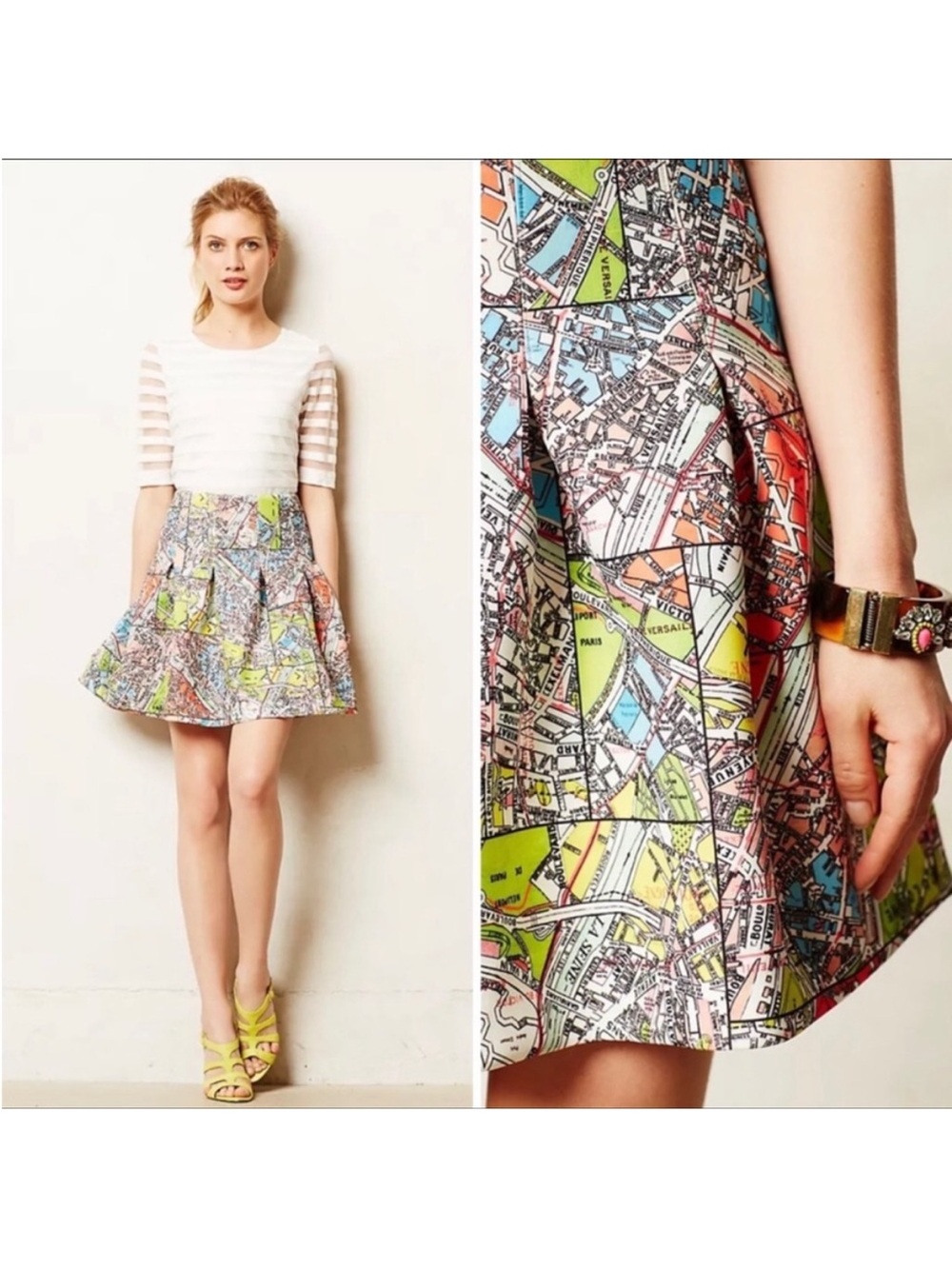 Anthropologie Maeve Map of Paris Skirt